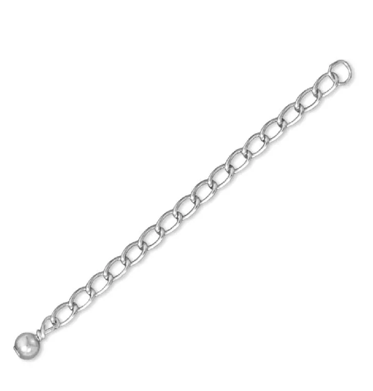 charm necklaces for women -Extender Chain for Bracelets and Necklaces with Polished Bead Rhodium on Sterling Silver