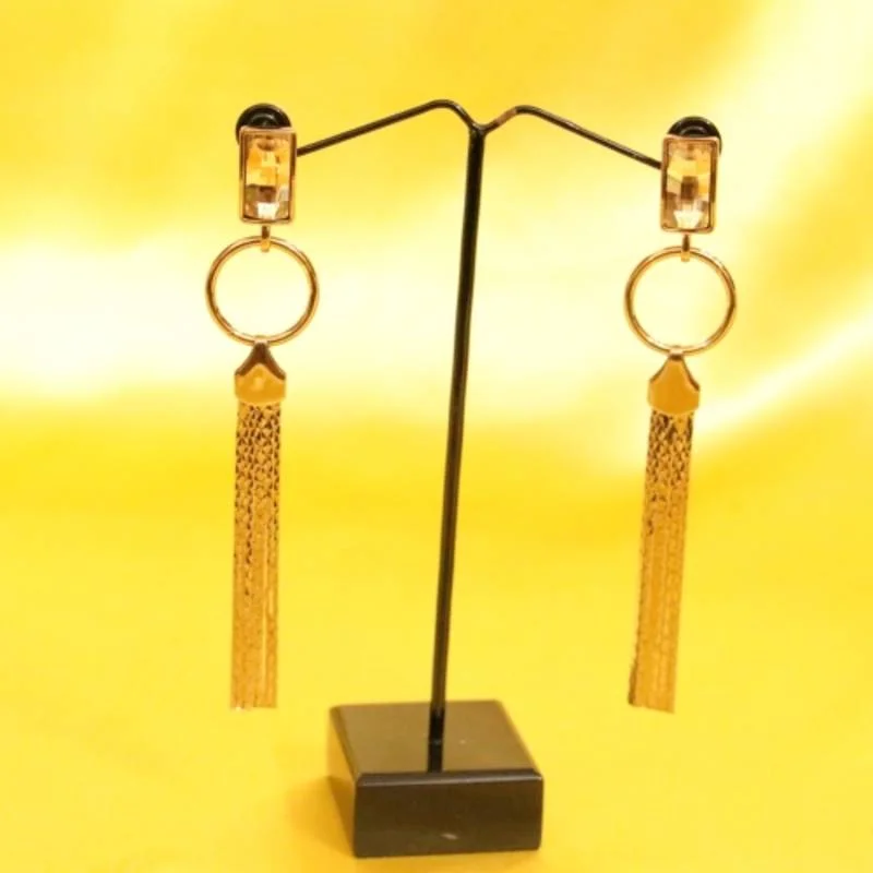 big statement earrings for women -Citrine Fashion Dull Gold earrings