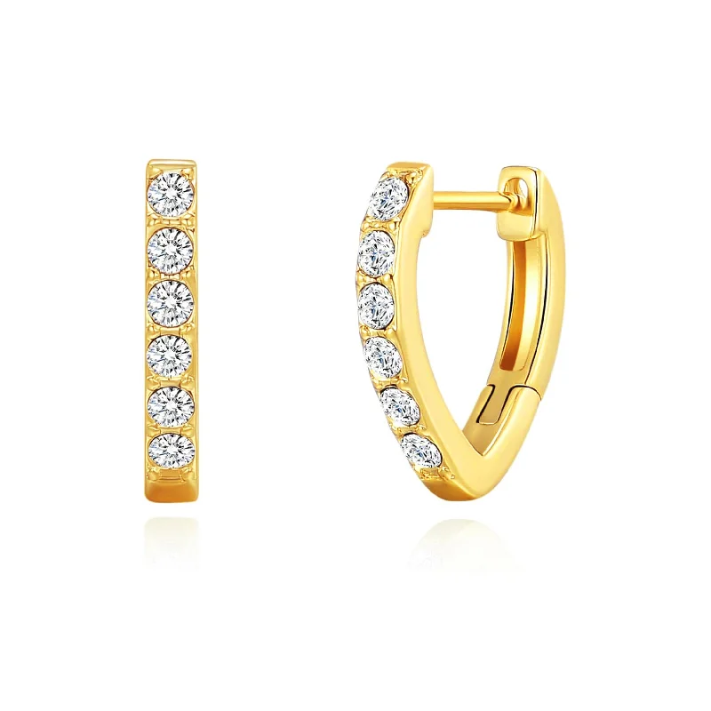 stylish pearl earrings for women -Gold Plated Huggie Hoop Earrings Created with Zircondia® Crystals