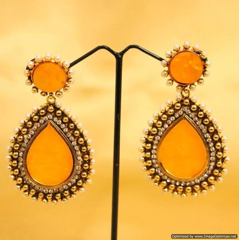 luxurious pearl drop earrings -yellow Pearl danglers-drops