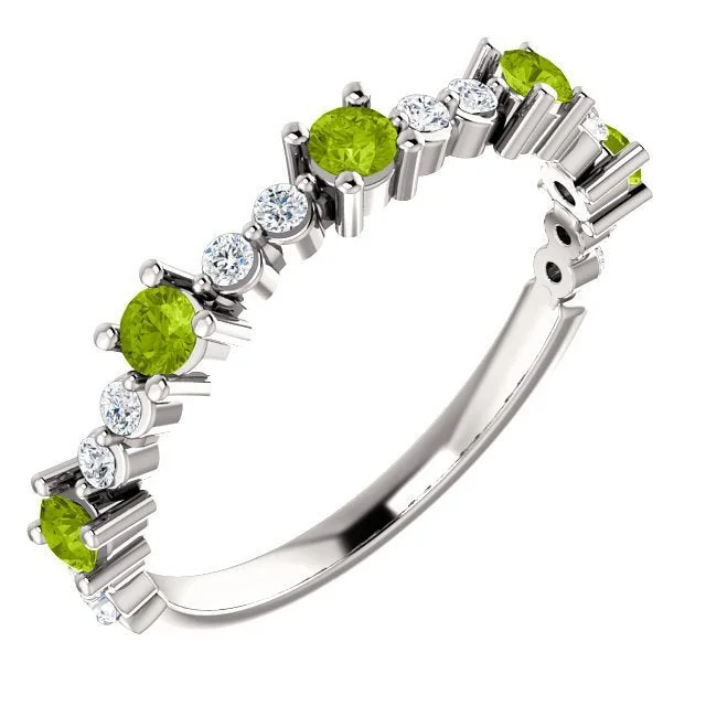 stackable rings for women -14KT GOLD .45 CTW PERIDOT & .20 CTW DIAMOND ACCENT STACKABLE RING