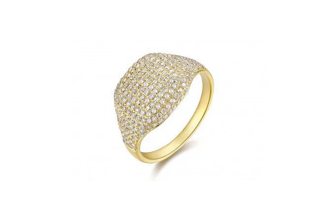 classic diamond rings -14K GOLD DIAMOND PAVE PINKY RING