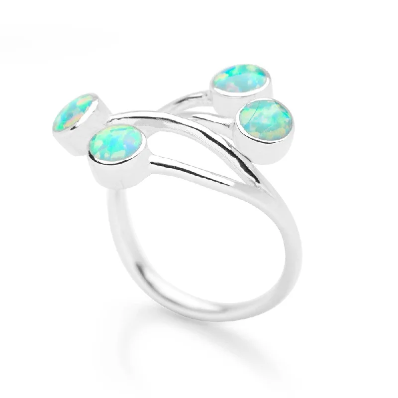 floral engagement rings -Opal Vine Ring (Adjustable)