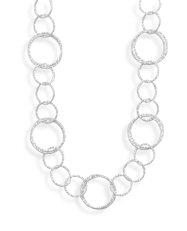 trendy choker necklaces for women -Diamond-cut Circle Links Necklace 24-inch Sterling Silver