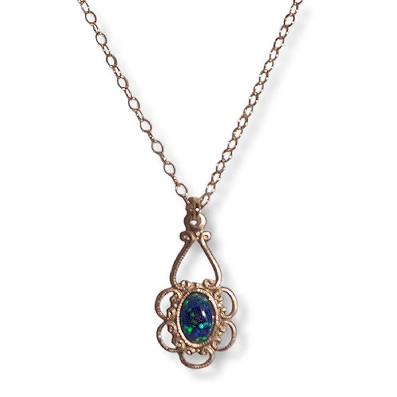 fashionable necklaces for women -Child Size Created Blue Opal Necklace 14K Gold-filled Adjustable Length