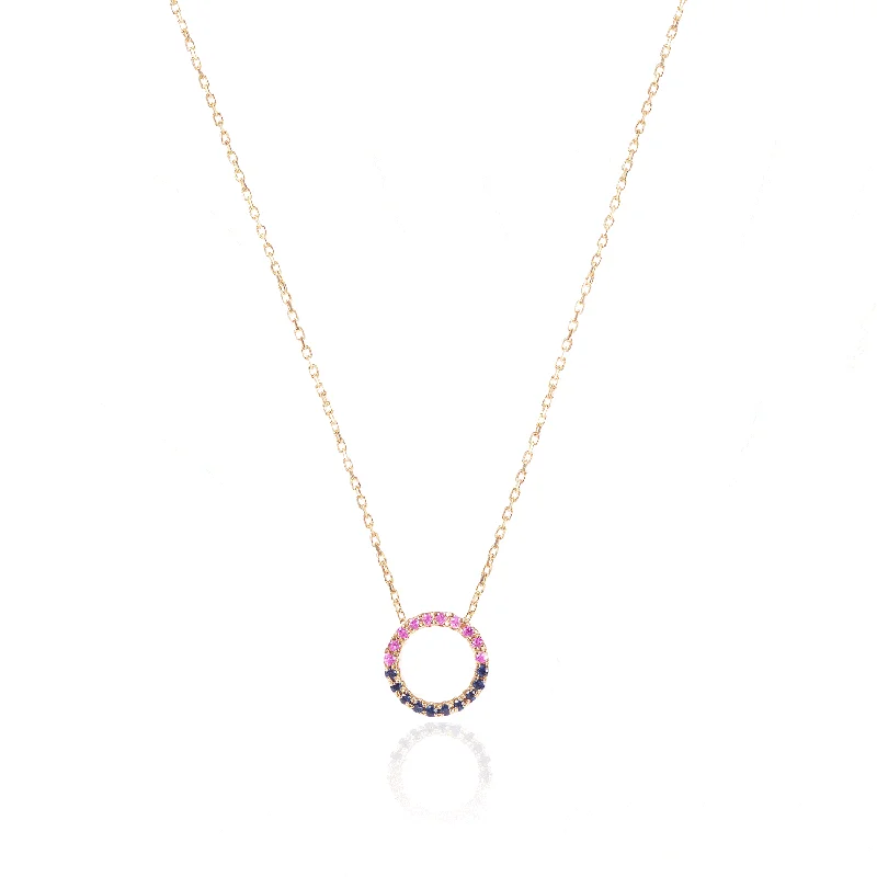 birthstone necklaces for women -Claire 18K Gold Necklace w. Pink & Blue Sapphires