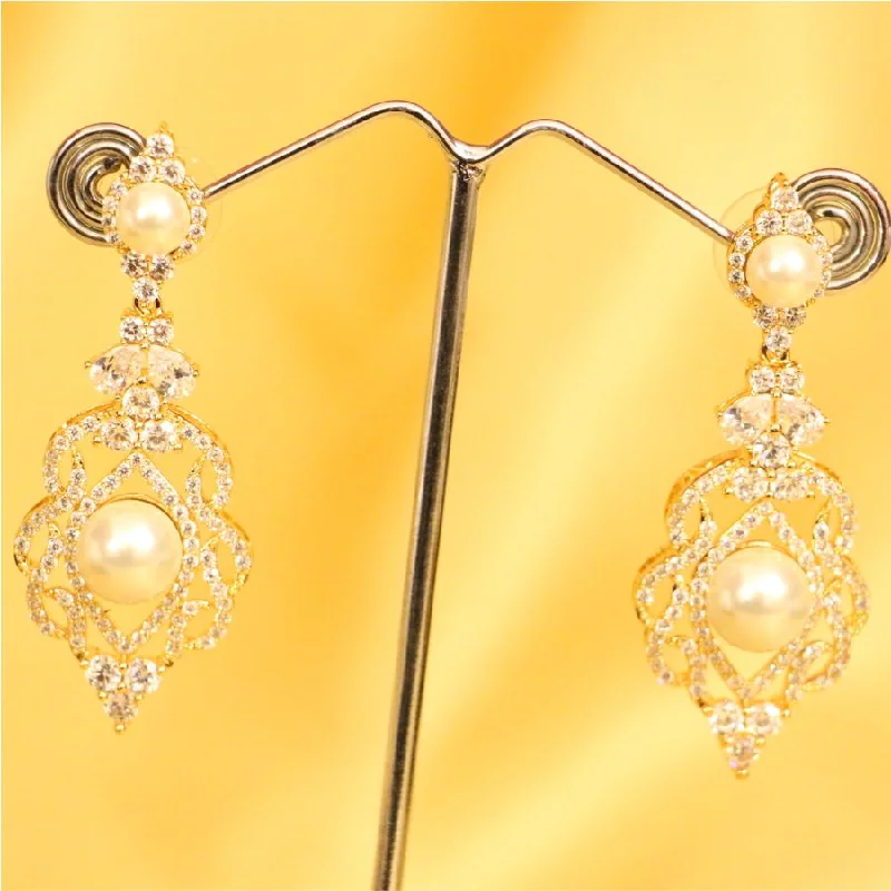 modern earrings for women -Diamond look Pearl Earrings