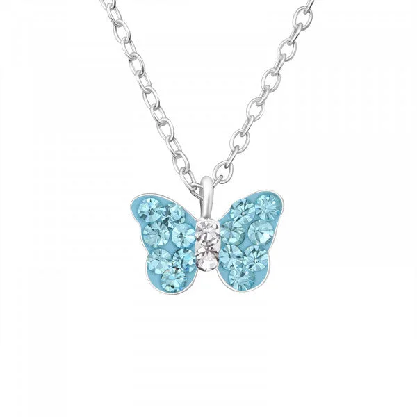 personalized gold necklaces for women -Sterling Silver Blue Butterfly Necklace