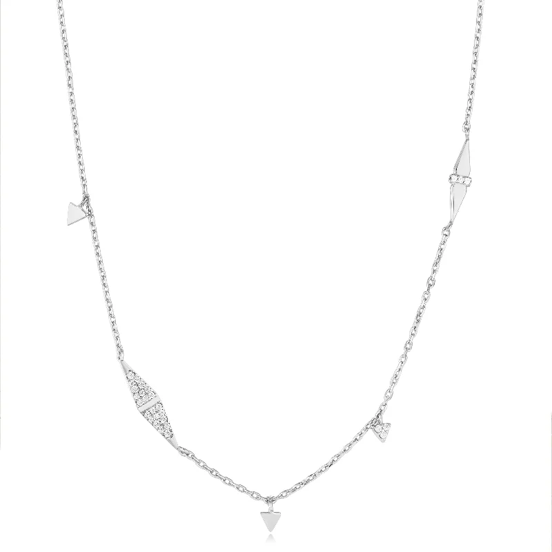 heart necklaces for women -Ania Haie Silver Geometric Sparkle Chain Necklace