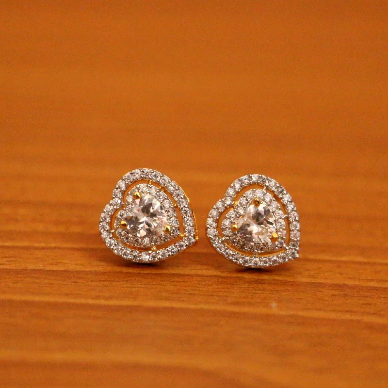 statement drop earrings for women -Heart Shaped Diamond Look Studs