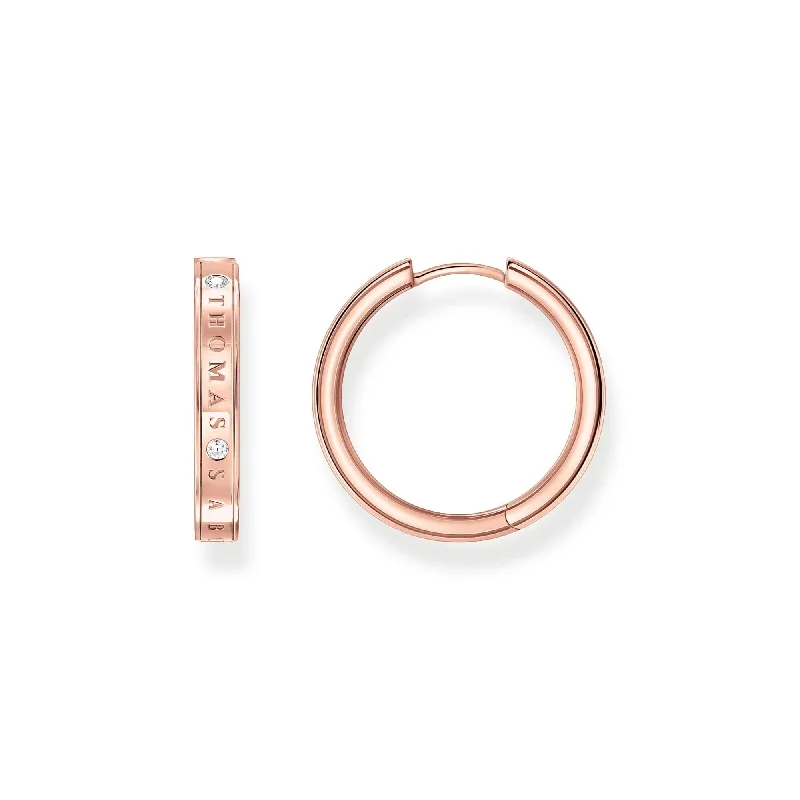 trendy statement earrings for women -THOMAS SABO Sparkling Circles Rose Gold 1984 Earrings