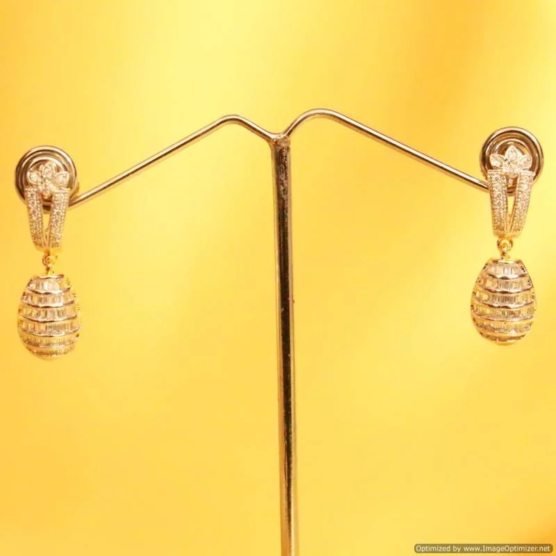 gold stud earrings for women -Diamond Look Semi-Hoop Danglers