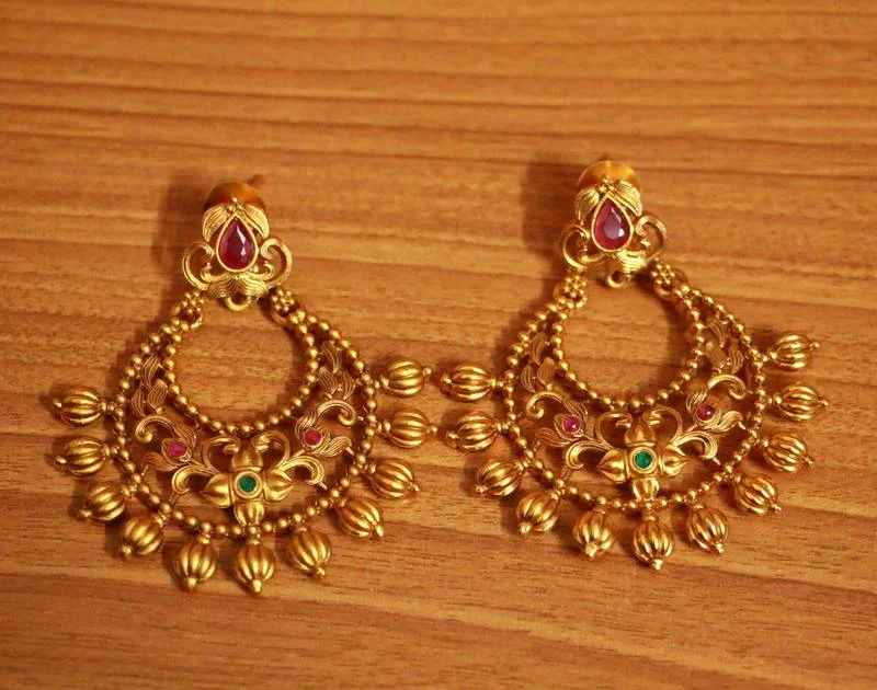 trendy earrings for women -Multicolour Matt Gold Finish Earrings