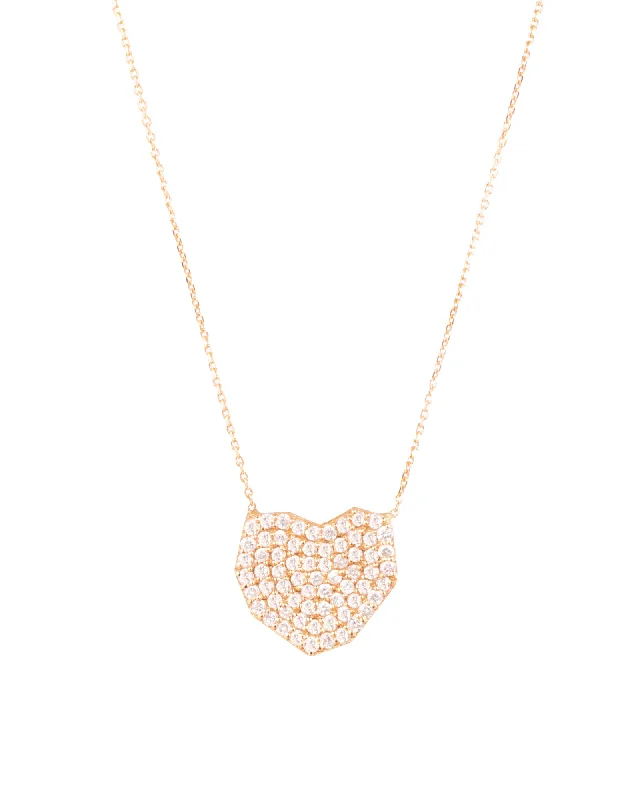 classic gold necklaces for women -Heart 18K Gold, Whitegold or Rosegold Necklace w. Diamonds