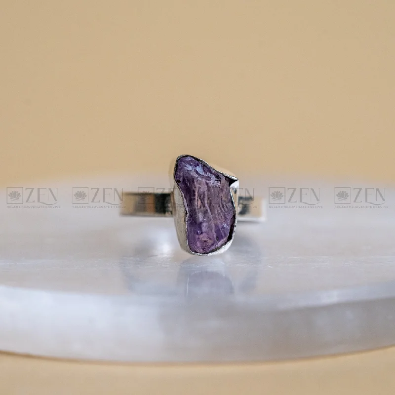 minimalist rings for women -Raw Amethyst Ring