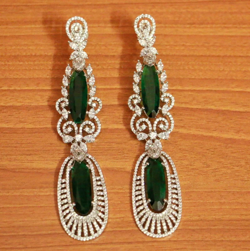 modern earrings for women -Diamond Look Emerald Look Danglers