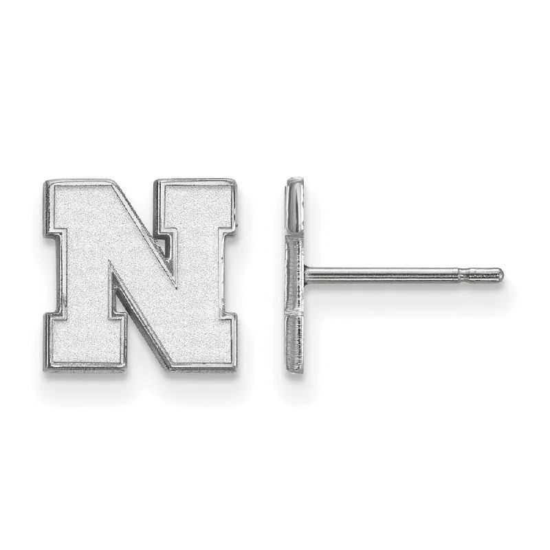 butterfly earrings for women -14k White Gold University of Nebraska XS (Tiny) Post Earrings