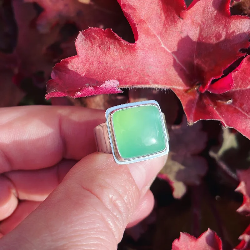 contemporary rings for women -Chrysoprase and Sterling Silver Ring