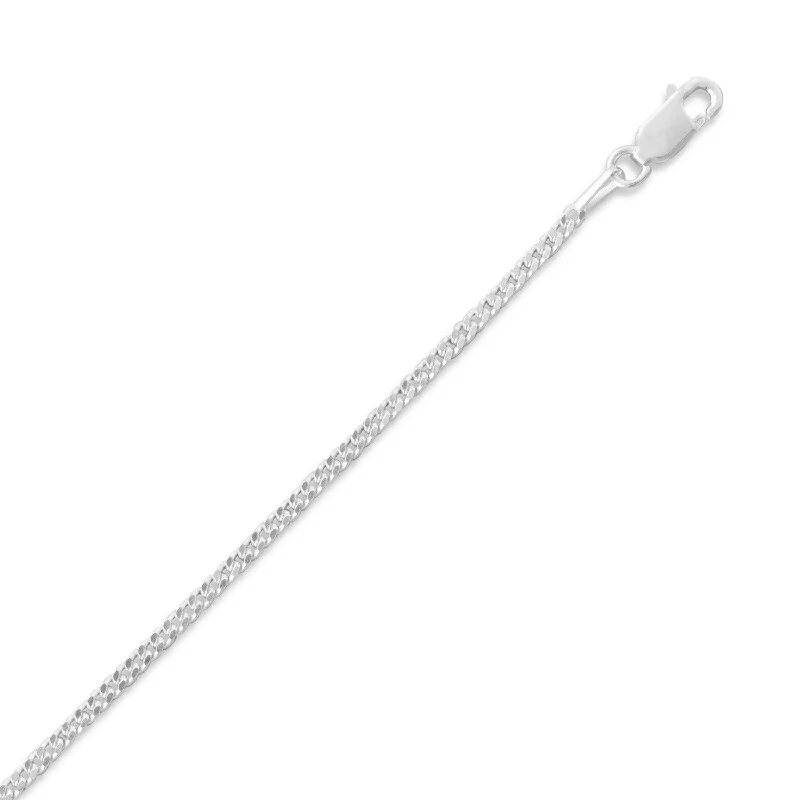 anniversary necklaces for women -Beveled Curb Chain Necklace 2mm Sterling Silver