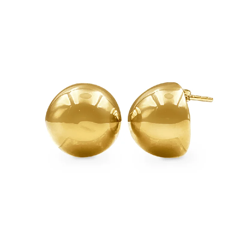 simple hoop earrings for women -9ct Yellow Gold Silver Infused Round Dome Stud Earrings