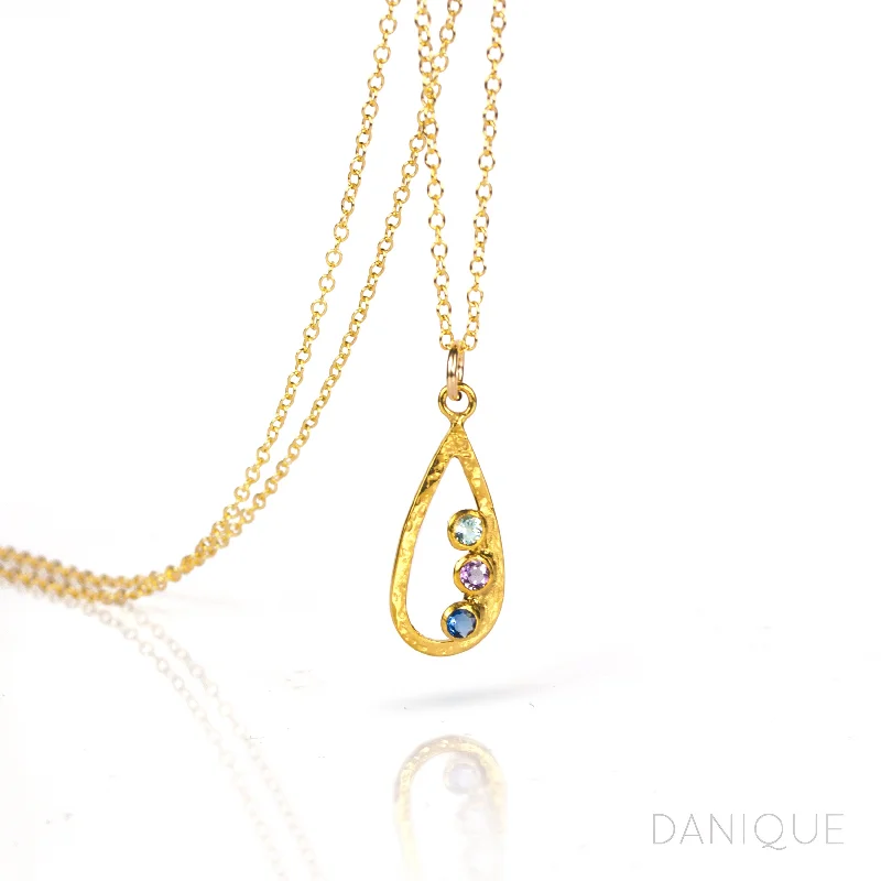 trendy necklaces for women -Mother's Birthstone Teardrop Pendant Necklace