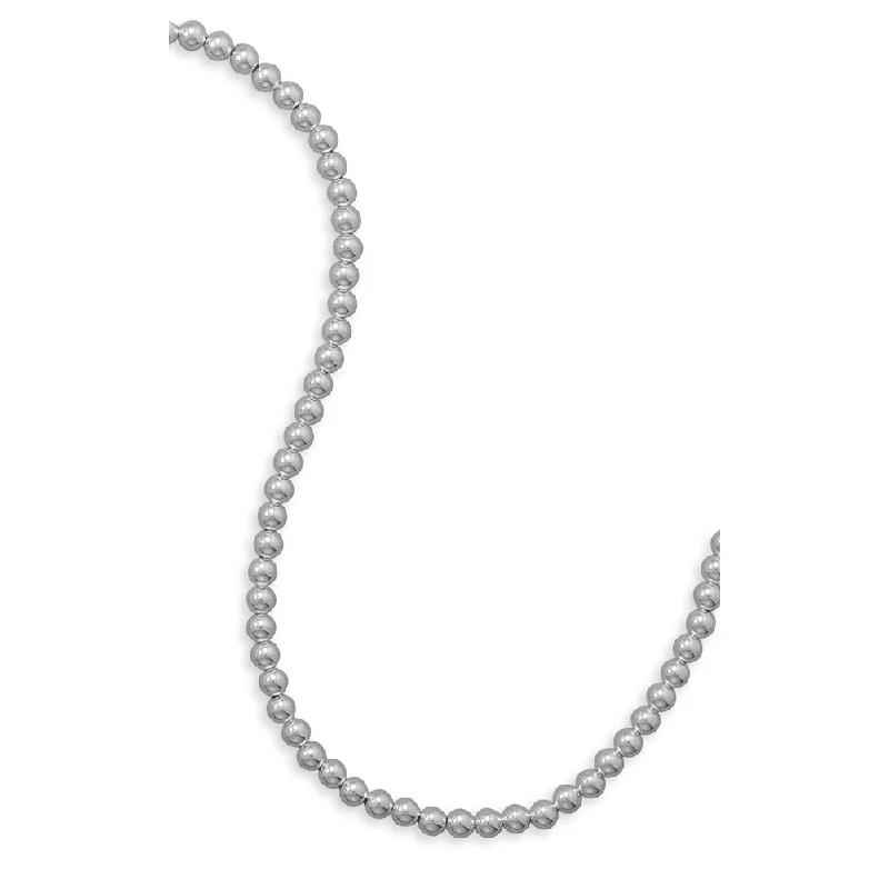 delicate necklaces for women -Sterling Silver Bead Necklace 6mm Width Made in the USA