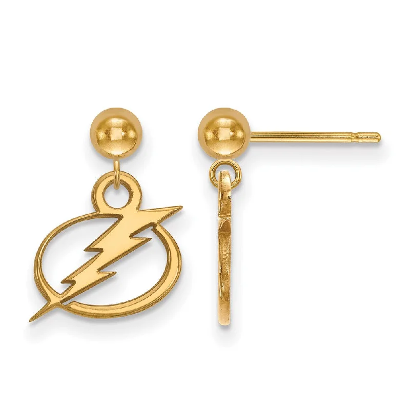 trendy earrings for women -14k Yellow Gold NHL Tampa Bay Lightning XS Ball Dangle Post Earrings