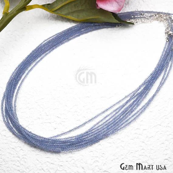 luxury necklaces for women -Blue Quartz Bead Chain, Silver Plated Jewelry Making Necklace Chain