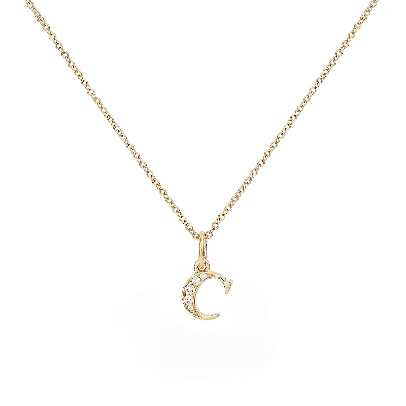 silver chain necklaces for women -Love Letter C 18K Gold Necklace w. Diamonds