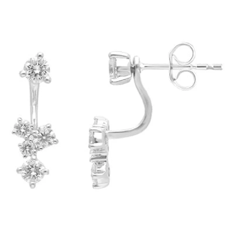 rhinestone earrings for women -Enhancer Stud Earrings with 1.00ct of Laboratory Grown Diamonds in Platinum and Sterling Silver