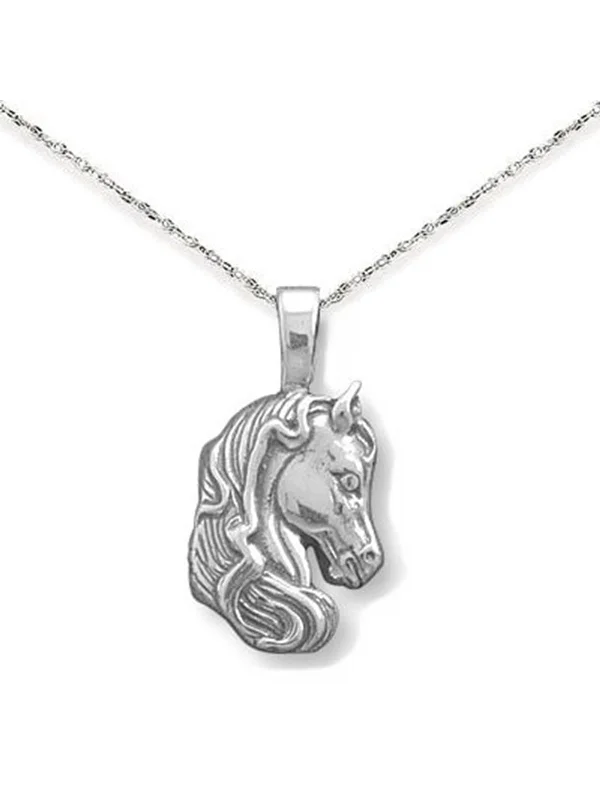 luxury chain necklaces for women -Horsehead Sterling Silver Horse Pendant Necklace Sterling Silver