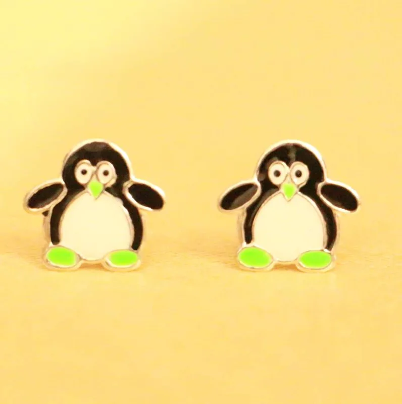 statement earrings for women -92.5 Sterling Silver Penguin Baby Earrings