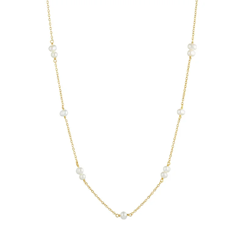 fine jewelry necklaces for women -Purity 18K Gold Plated Necklace w. Pearls