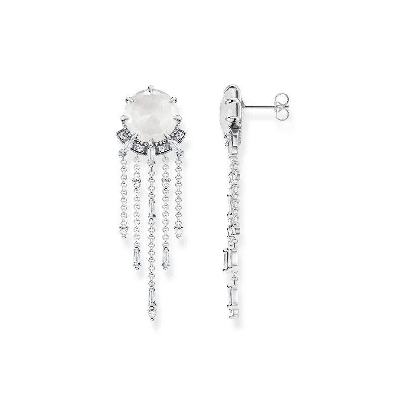 elegant dangle earrings for women -THOMAS SABO Earrings milky quartz with winter sun rays silver