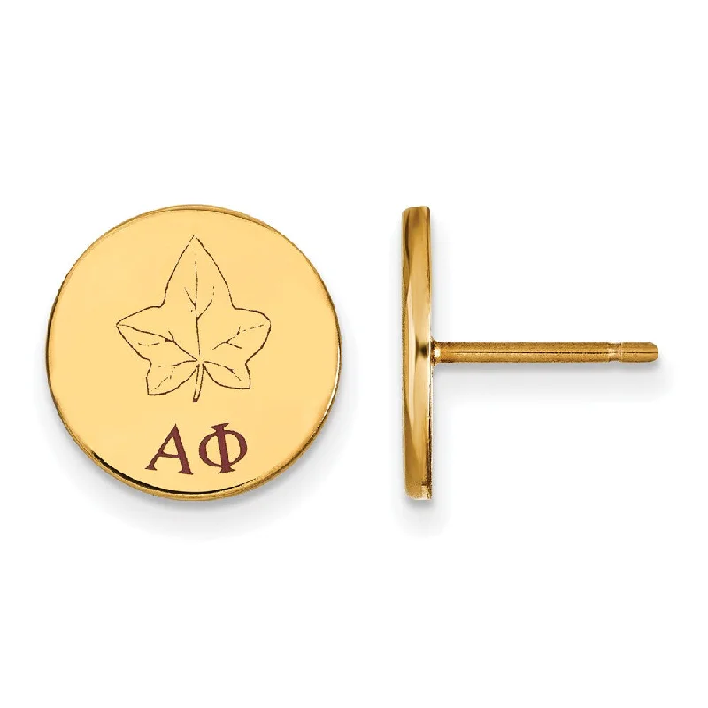 luxury drop earrings for women -14K Plated Silver Alpha Phi Enamel Post Earrings