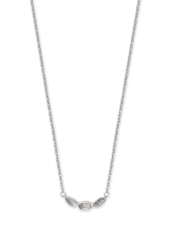 personalized gold necklaces for women -Three-stone Genuine Polki Diamond Necklace Rhodium on Sterling Silver Adjustable