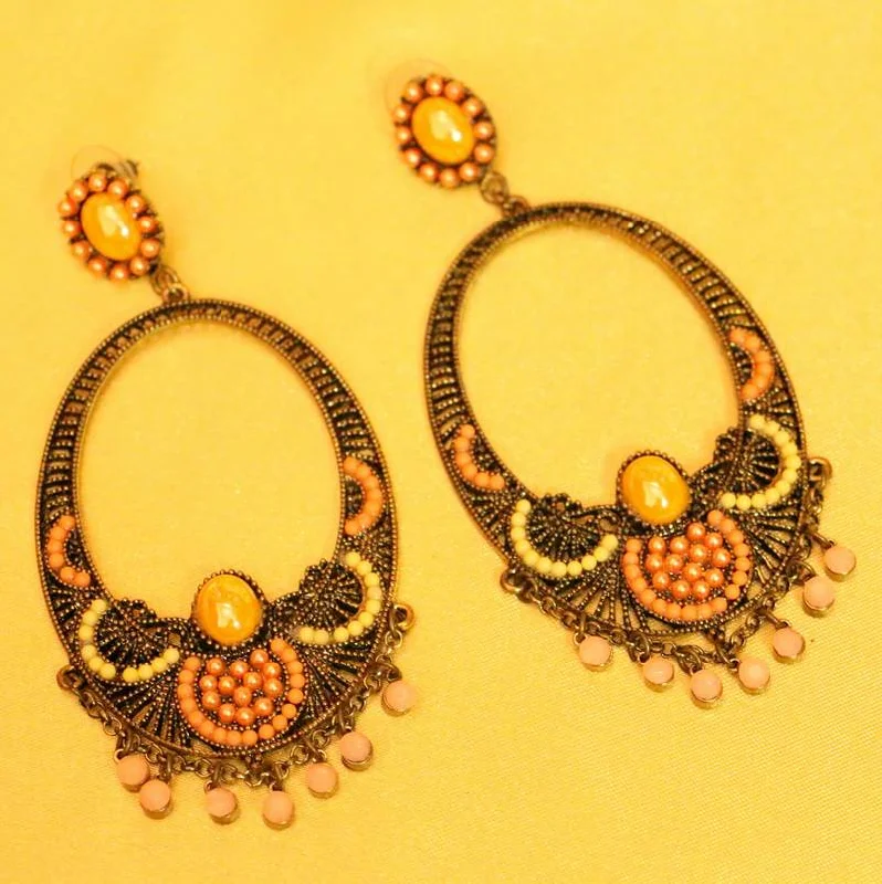 modern hoop earrings for women -Antique Multicolour Long Fashion Earrings