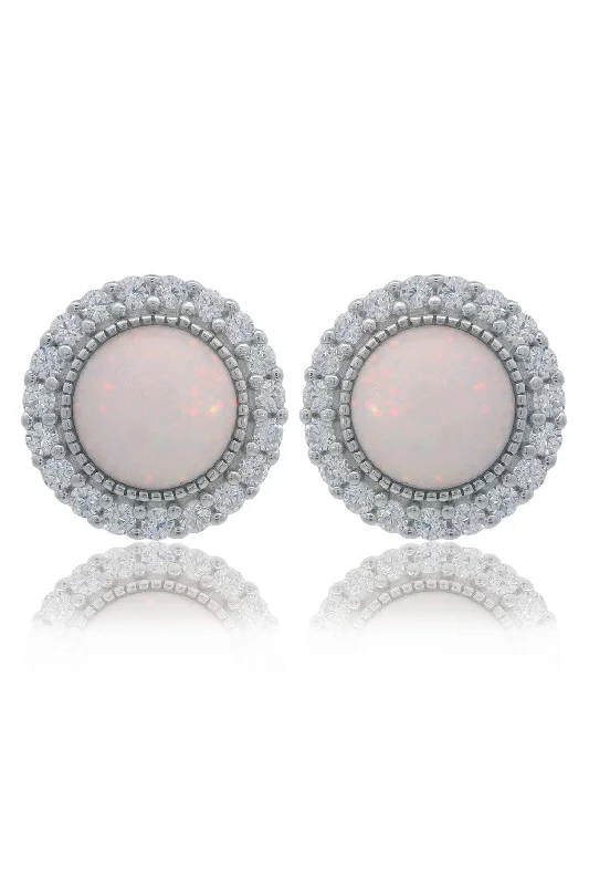 fun earrings for women -OPAL GLOW MARRINAWI WHITE CREATED OPAL EARRINGS SILVER