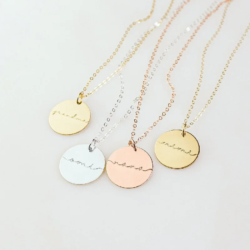 fashionable necklaces for women -Custom Grandma Disc necklace, Custom Engraved Necklace Gift for mom