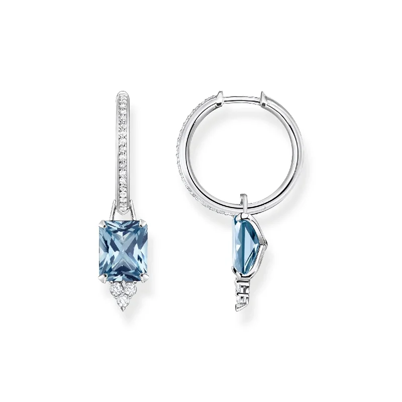 elegant dangle earrings for women -THOMAS SABO Heritage Aqua Stone Hoop Earrings