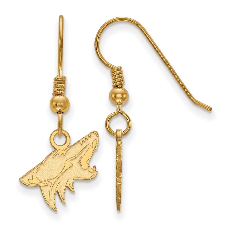 statement drop earrings for women -SS 14k Yellow Gold Plated NHL Arizona Coyotes Small Dangle Earrings