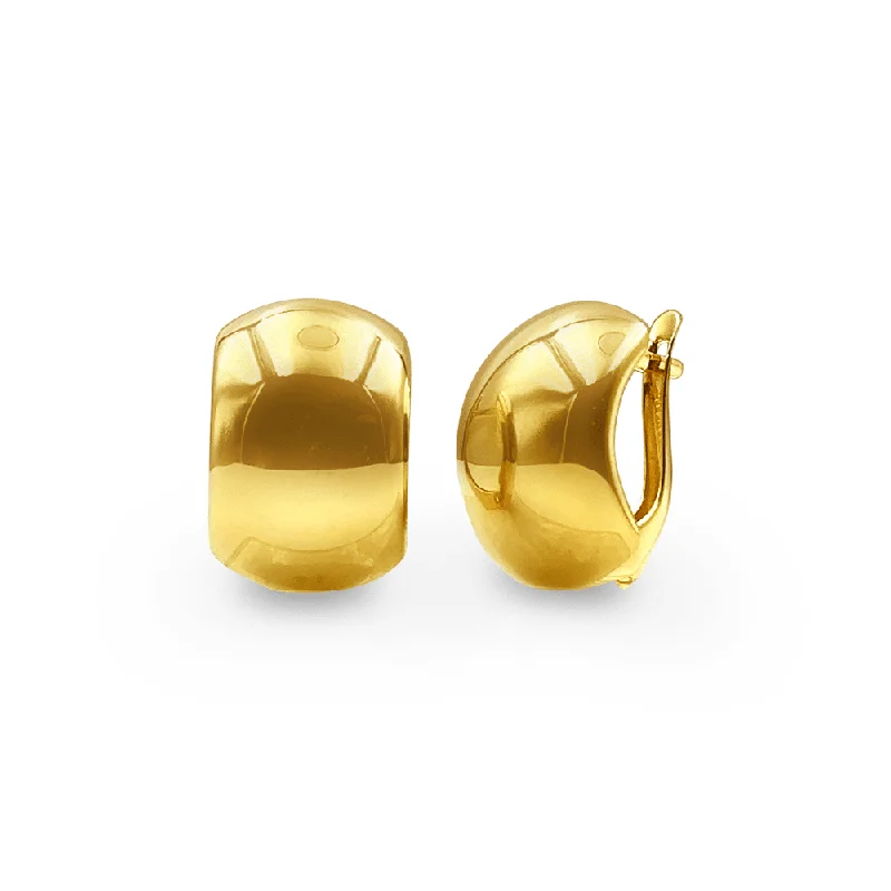 luxurious pearl drop earrings -9ct Yellow Gold Silver Filled Rectangle Dome Stud Earrings