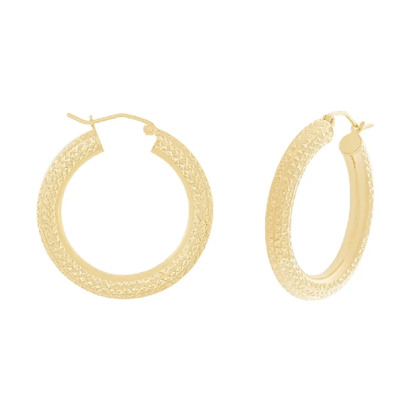 chic hoop earrings for women -9ct Yellow Gold Silver Infused Diamond Cut Hoop Earrings 20mm