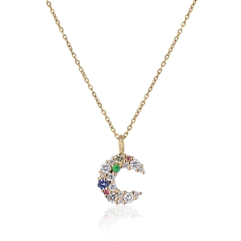 luxurious necklaces for women -Anpé Atelier x Anna Winck 14K Gold Necklace w. Diamonds, Sapphires & Tsavorite