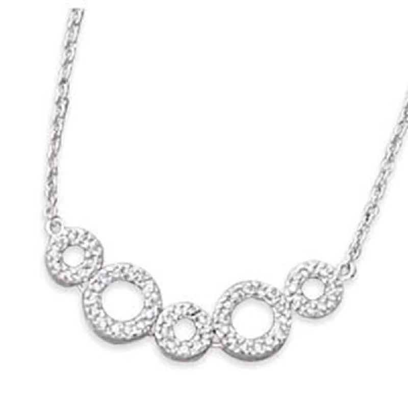 heart necklaces for women -Circle O Pave CZ Cubic Zirconia Necklace Rhodium on Sterling Silver