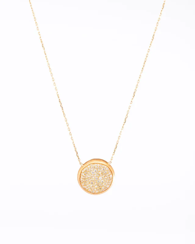 bold necklaces for women -Round 18K Gold, Whitegold or Rosegold Necklace w. Diamonds