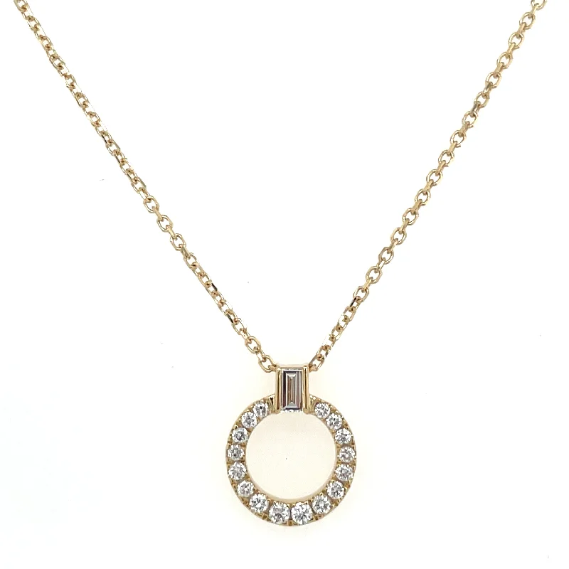 modern gemstone necklaces for women -14ct Yellow Gold Laboratory Grown Diamond Set Open Circle & Bail Necklace