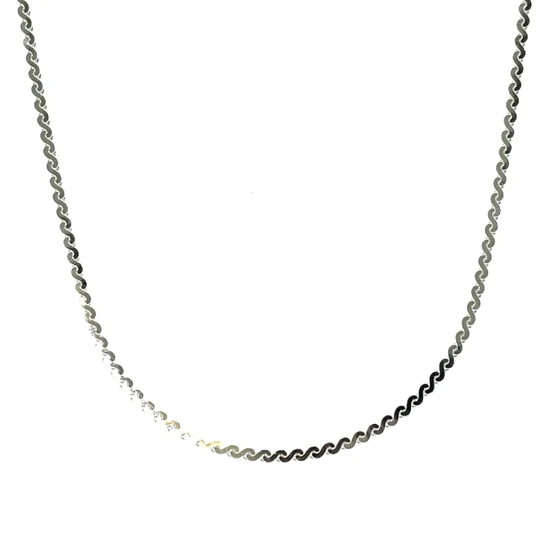 elegant pearl necklaces for brides -Sterling Silver Flat Serpentine Necklace