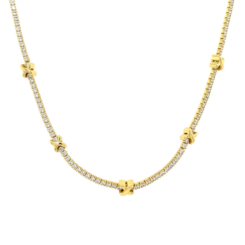 wedding chain necklaces for women -Golden Kiss Tennis Necklace