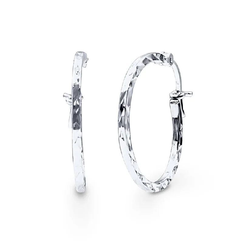 drop earrings for women -Diamond Cut Hoop Earrings in Sterling Silver